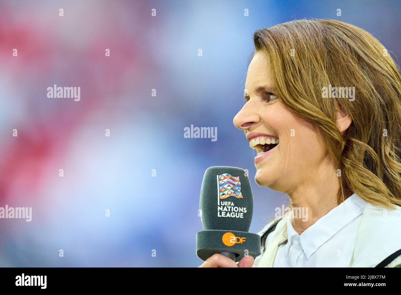 Katrin Müller-Hohenstein, ZDF german TV presenter, sportpresenter, moderator, in the UEFA Nations League 2022 match
