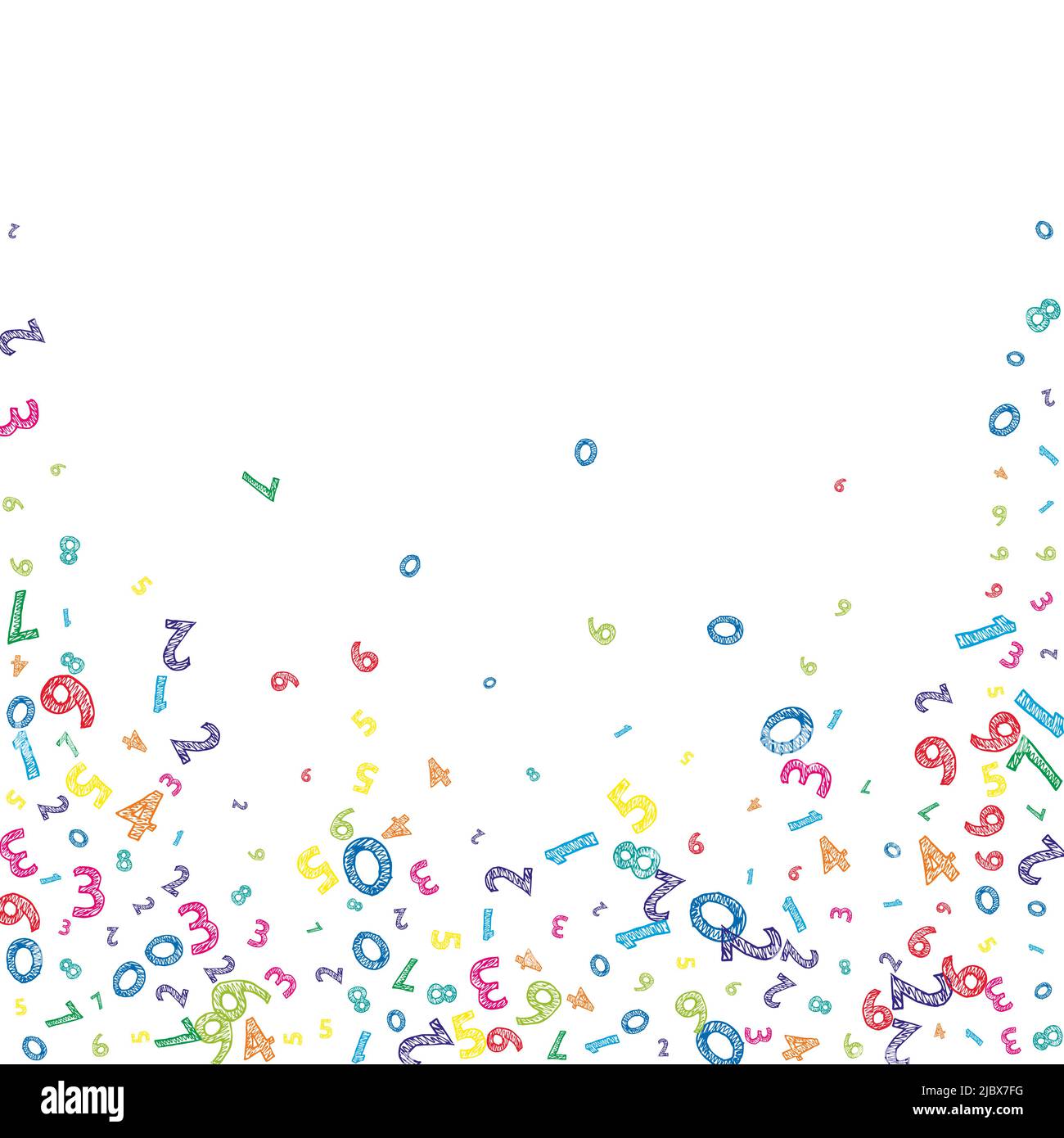 Falling colorful messy numbers. Math study concept with flying digits ...