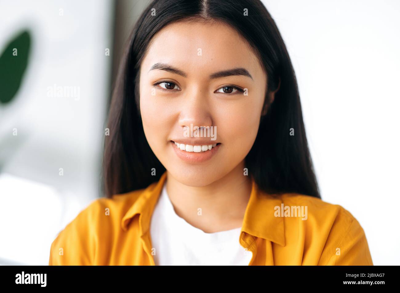 Closeup portrait of a beautiful cute Chinese or Japanese