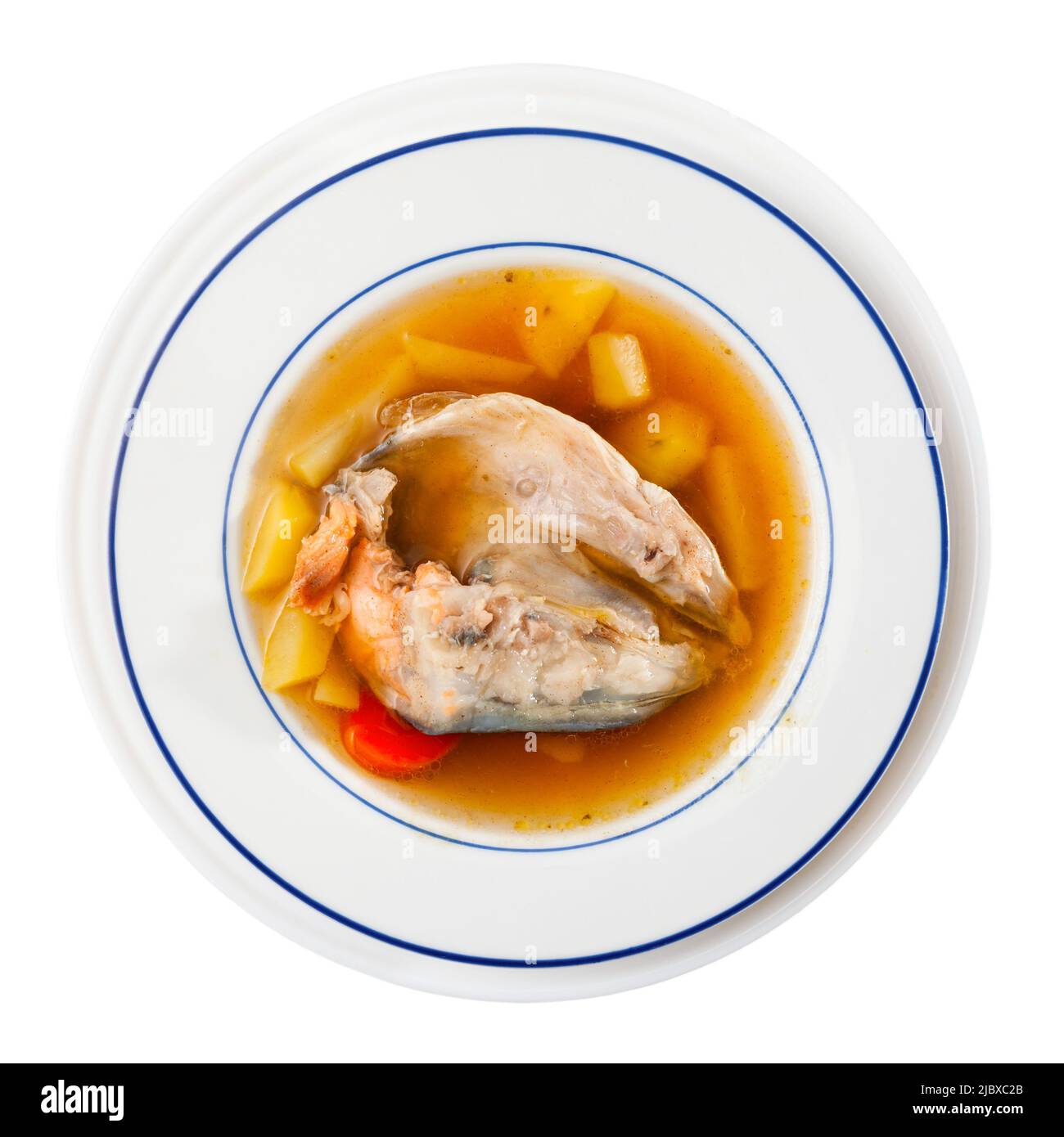 Fish soup with salmon bones and vegetables Stock Photo Alamy