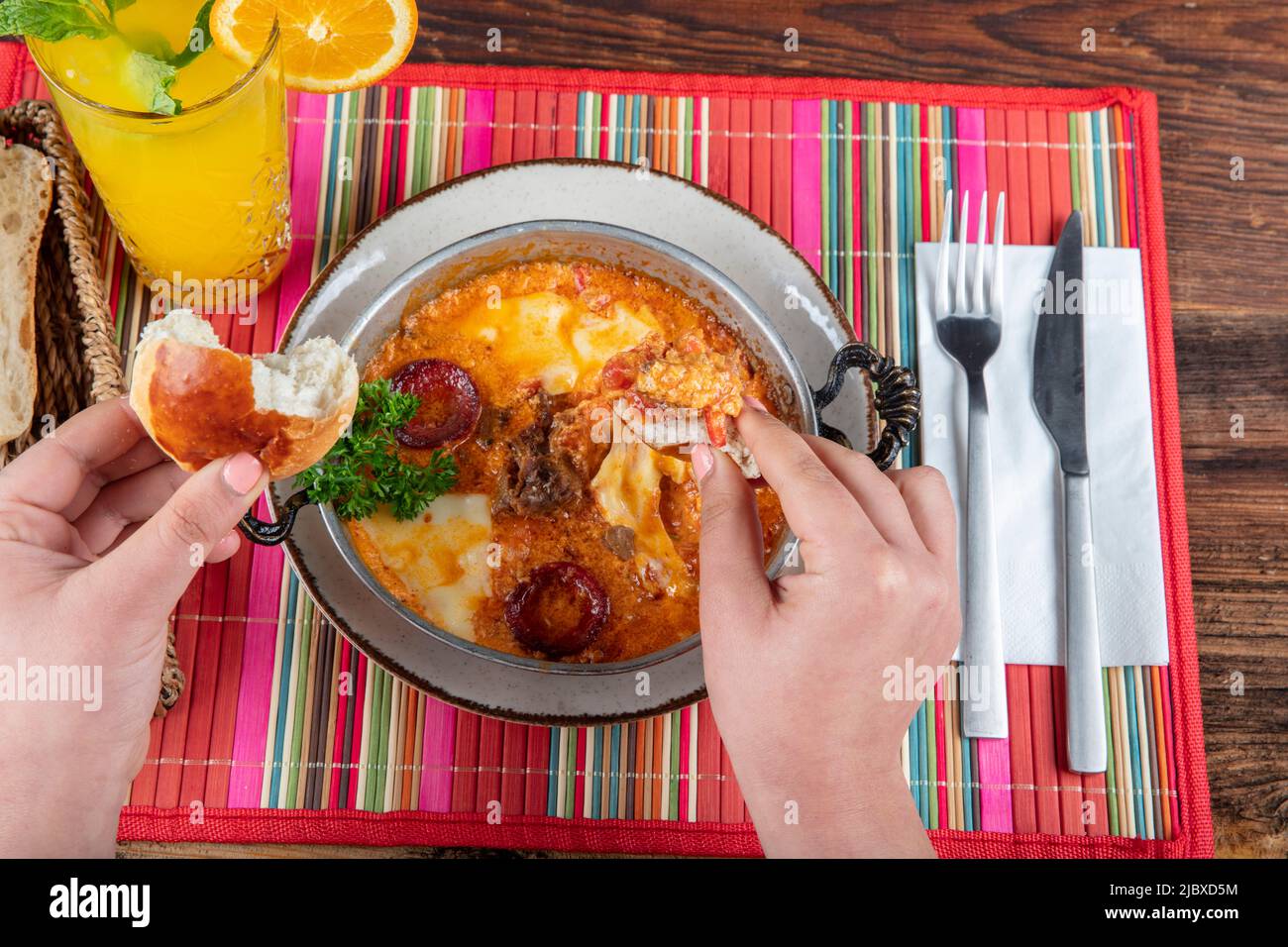 Traditional Turkish Food Menemen Made By Eggs Sausage sucuk And Traditional Turkish Food Menemen Made By Eggs Sausage sucuk And