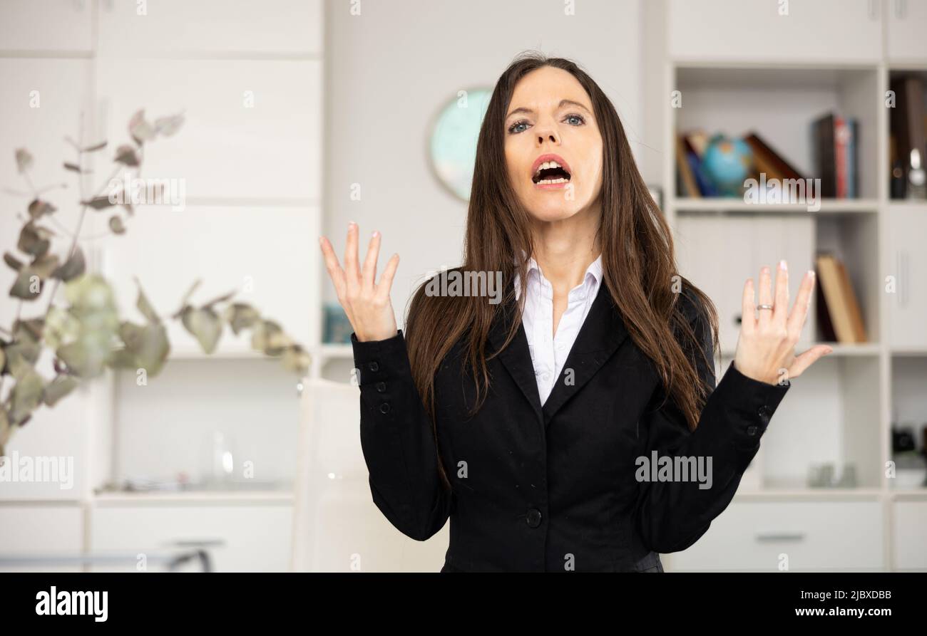 Portrait of annoyed woman office manager Stock Photo