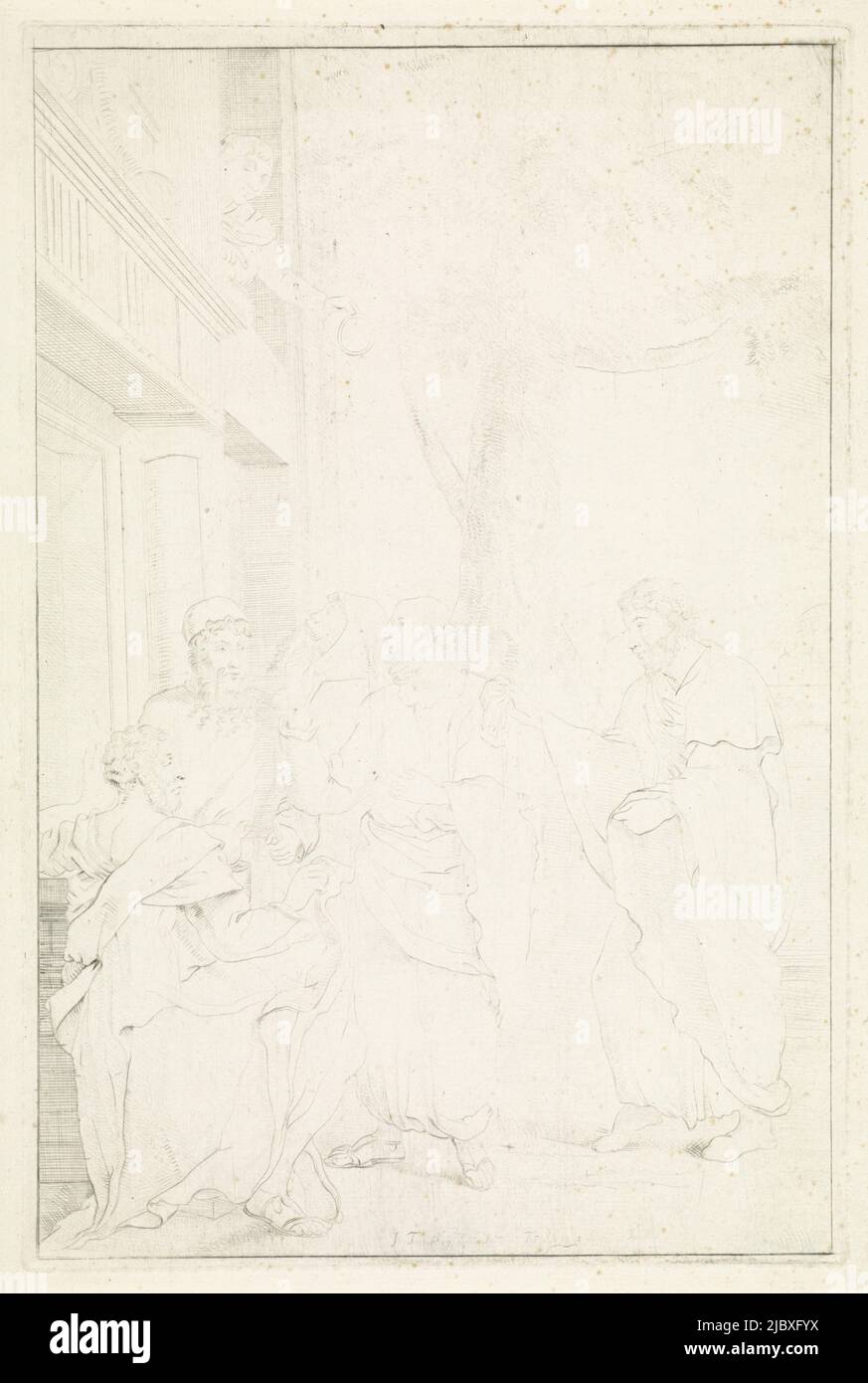Xantippa Xantippe, the wife of Socrates, throws water in her anger from a window ...
