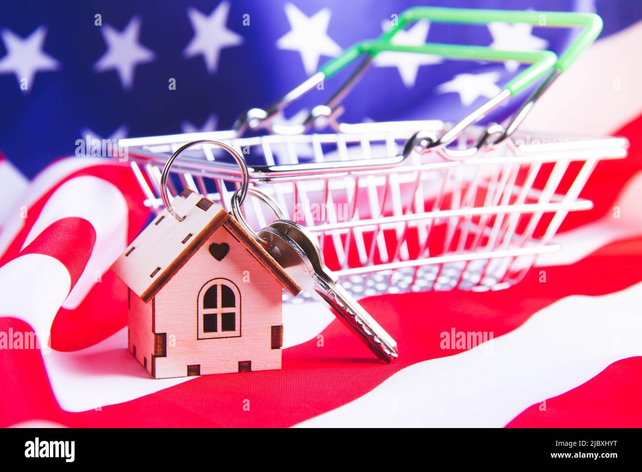 Buying real estate in the USA. American house keys. Moving to new york