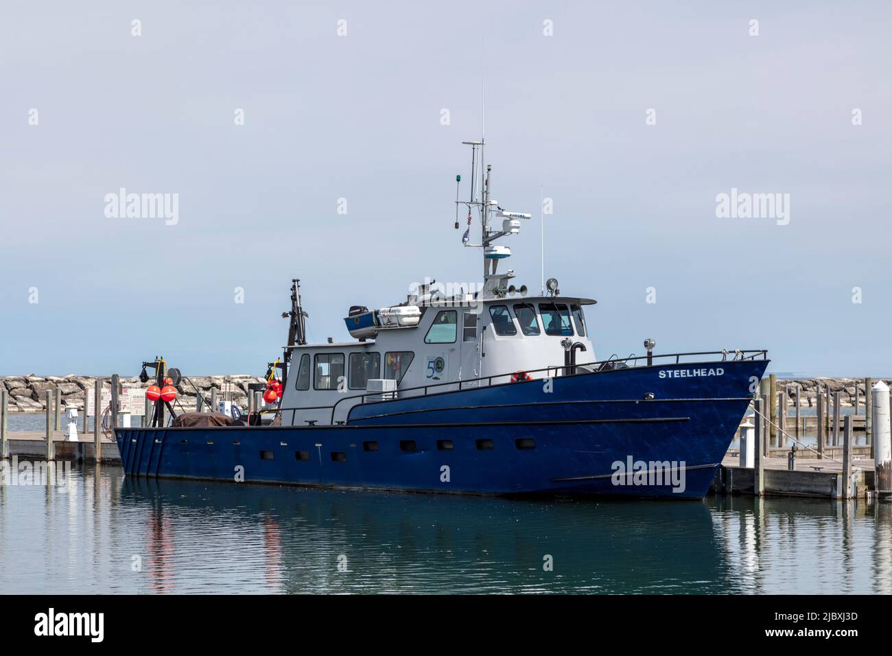 Great Lakes Research vessel STEELHEAD, Leland, Michigan, owned by Michigan Department of Natural Resources, by James D Coppinger/Dembinsky Photo Assoc Stock Photo