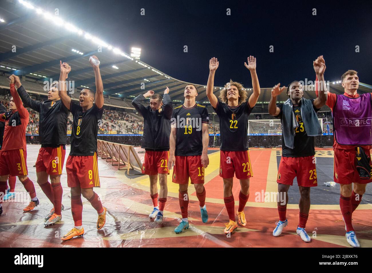 The Belgian Football Players Celebrate With The Fans After The UEFA the-belgian-football-players-celebrate-with-the-fans-after-the-uefa
