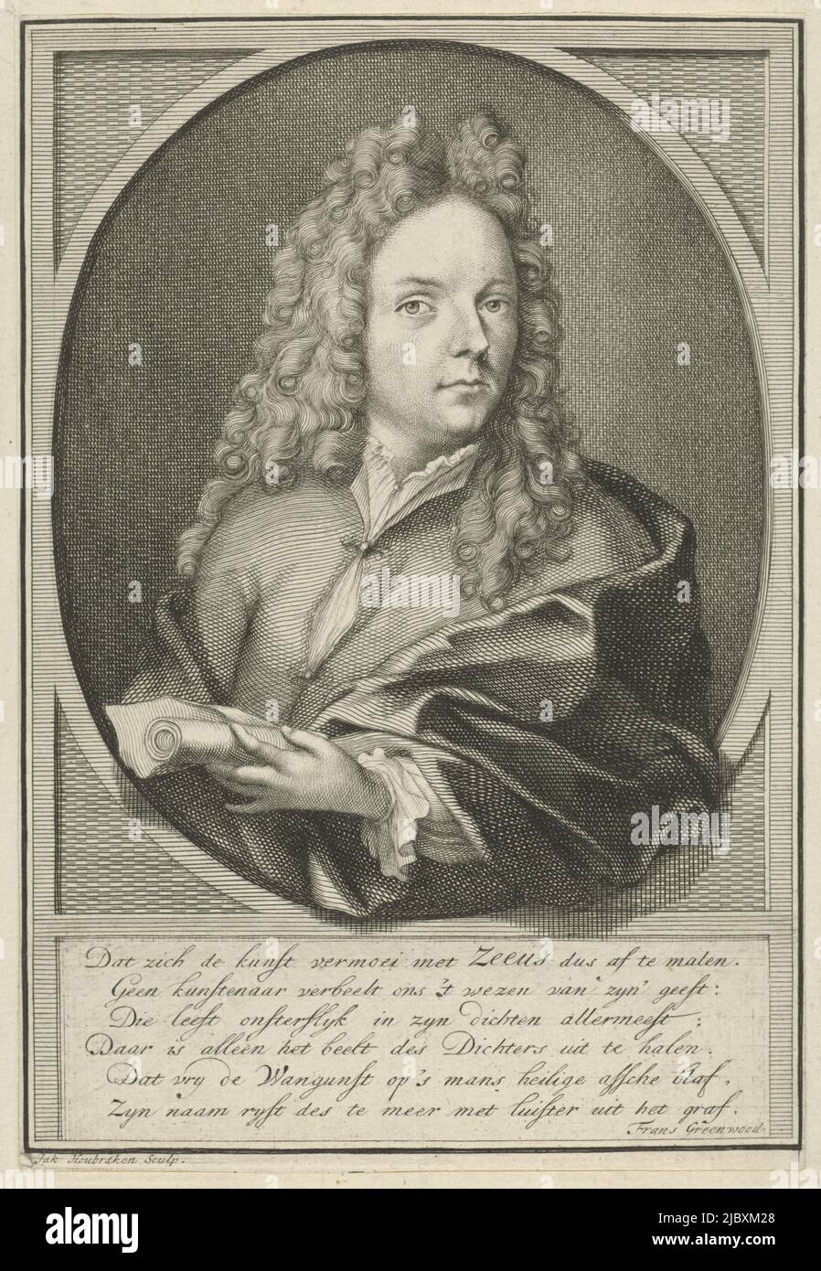 Zeeus Portrait of the poet Jakob Zeeuws with a poem on his death, Portrait of ...