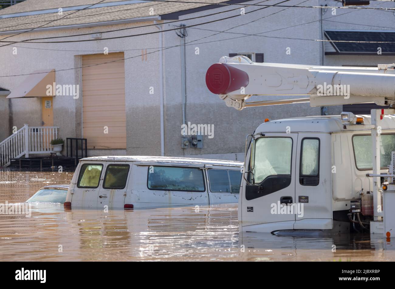 BRIDGEPORT, PA September 2, 2021 Vehicles sit in floodwaters near