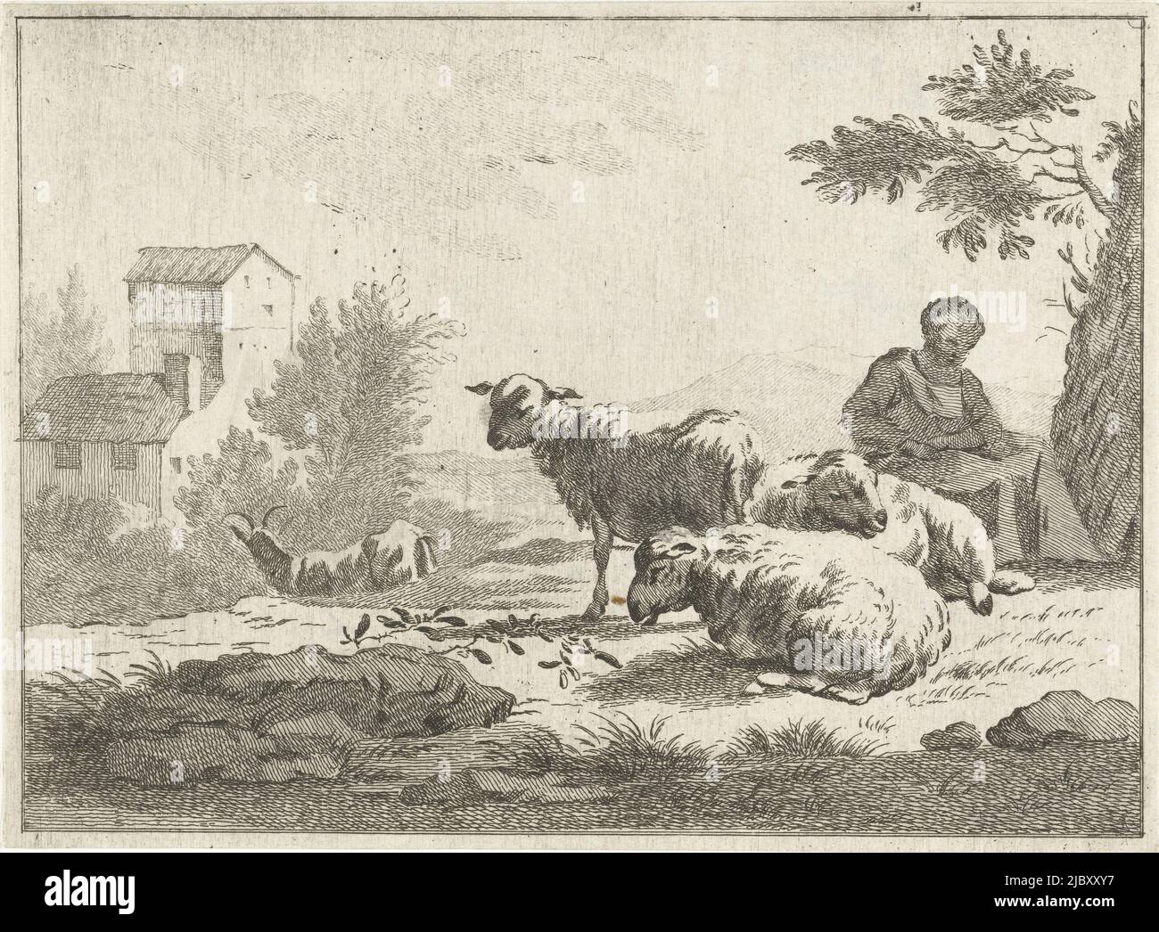 Anri 木彫り「Shepherd lying with lambs」 アンリ人形 Shepherd lying