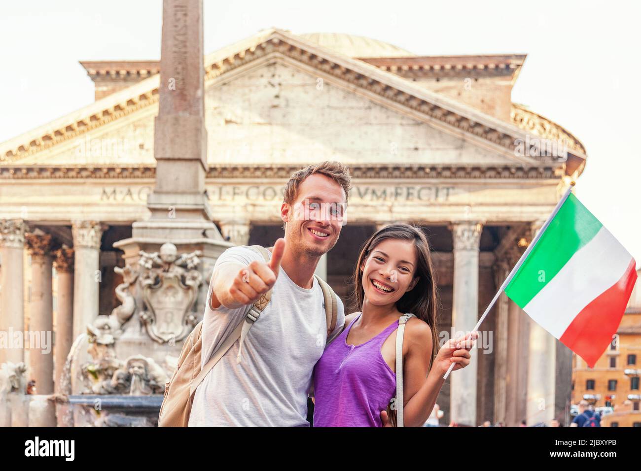 Italy travel tourists traveling in Rome visiting Pantheon famous destination europe holiday Stock Photo