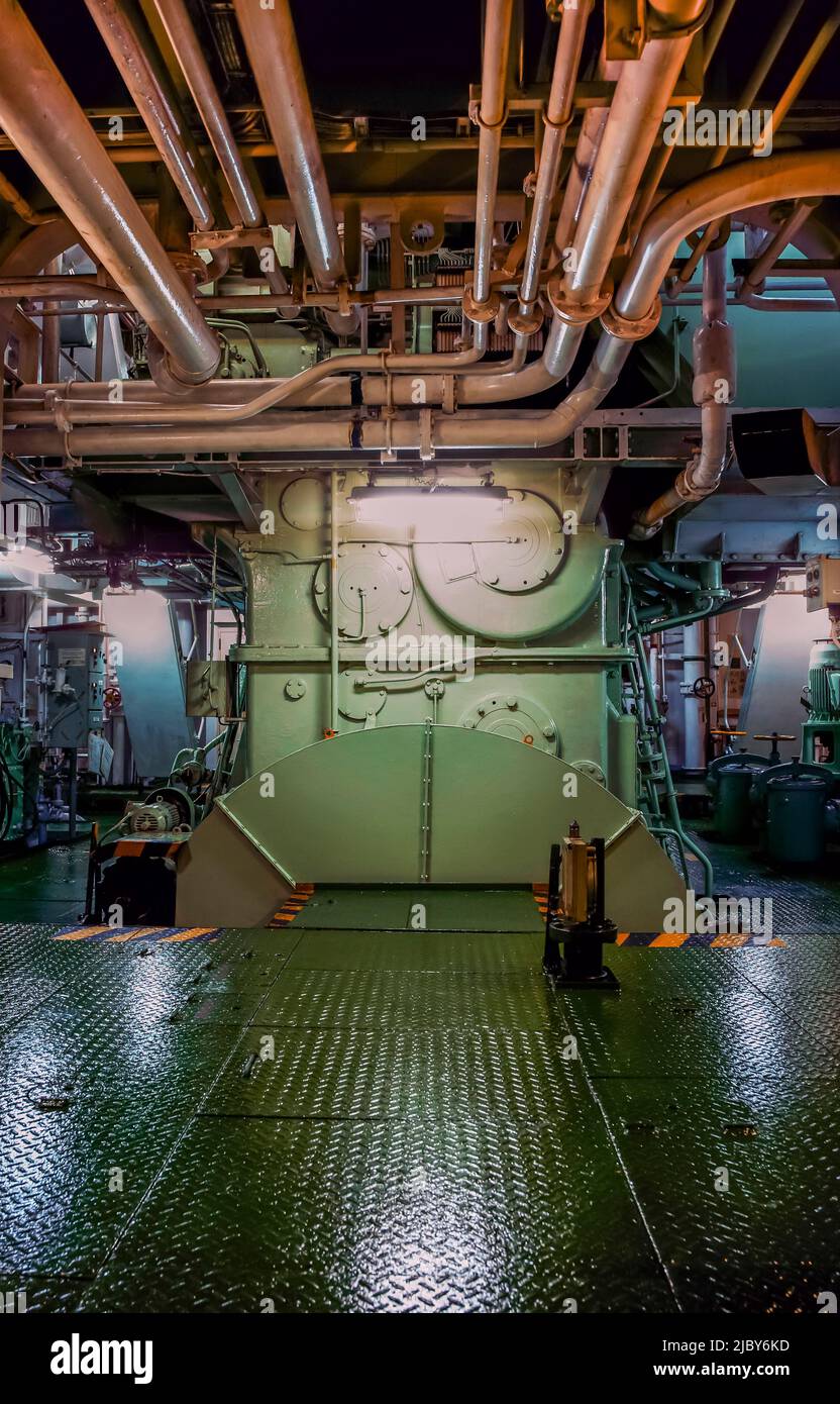 Engine room of a cargo ship Stock Photo Alamy