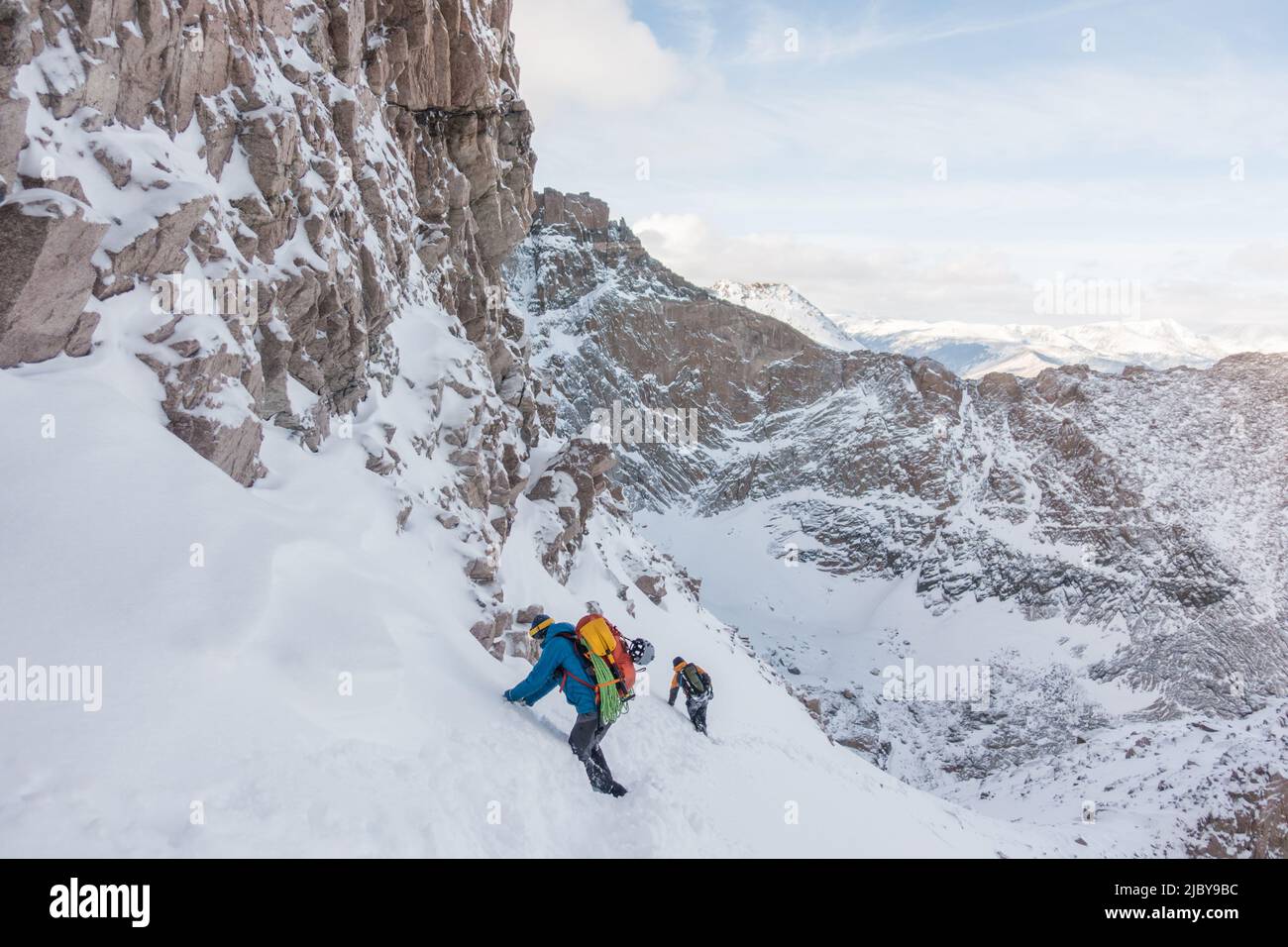 alpine mountaineering Longs Peak in Colorado Stock Photo