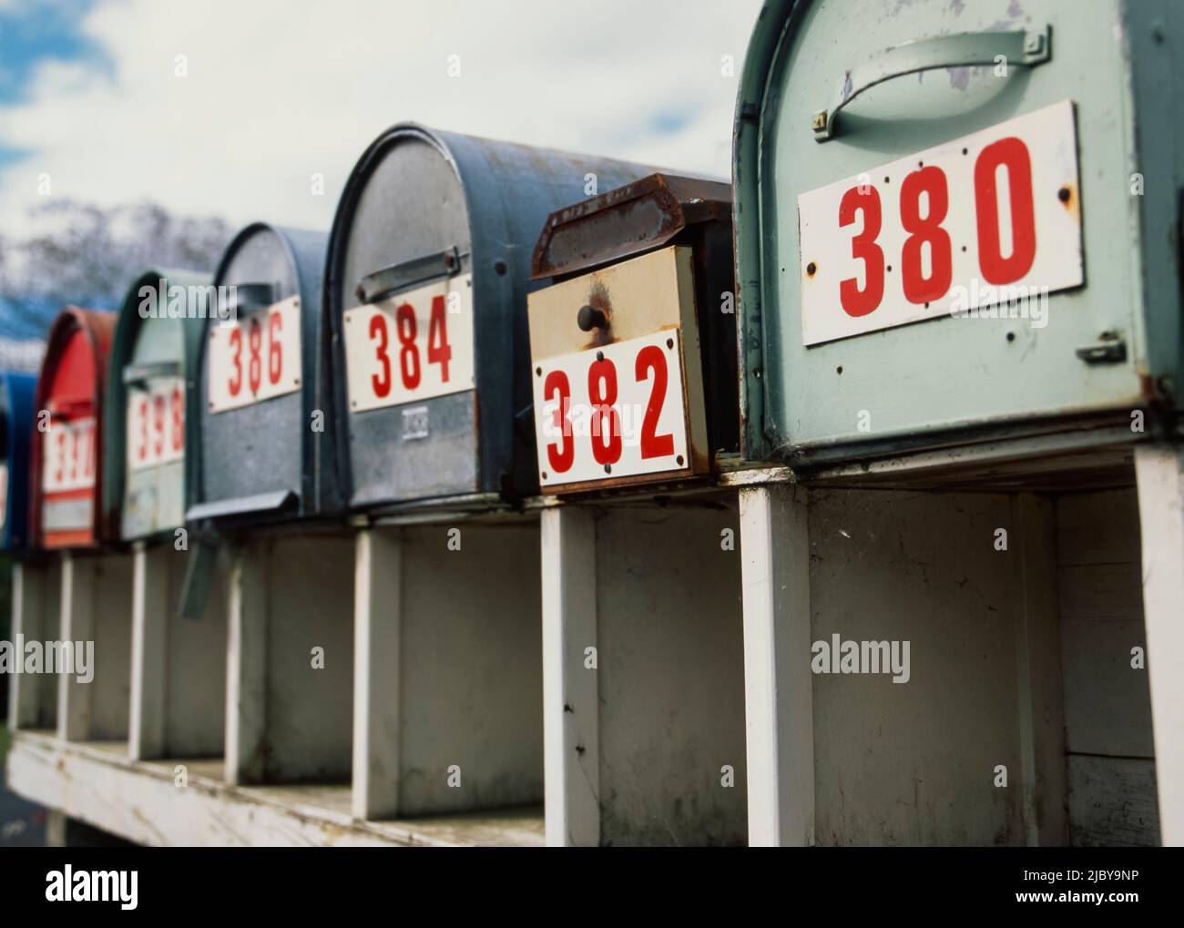 Row of letterboxes in rural setting Stock Photo Alamy