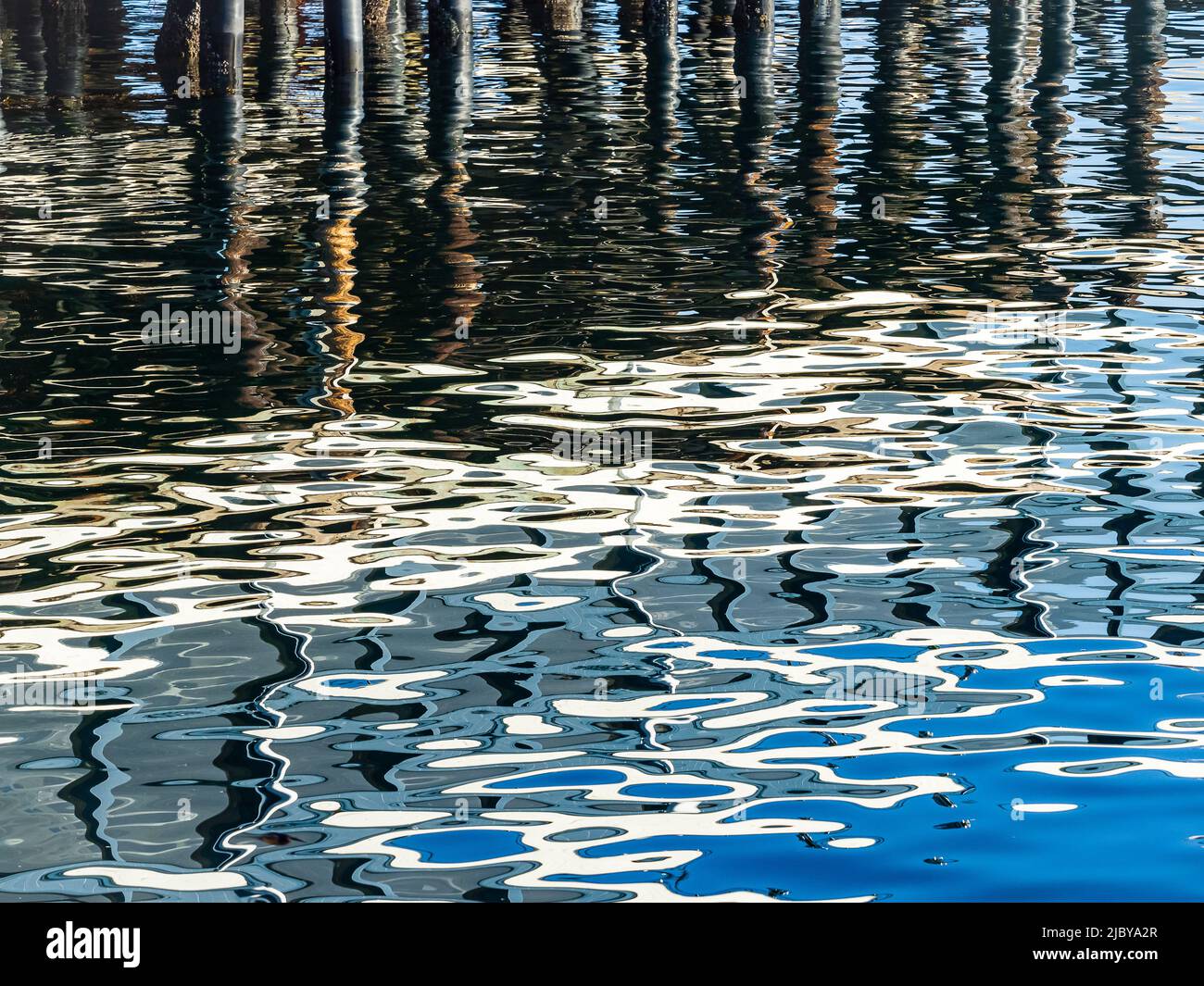 Reflection at the dock in Monterey Bay, California, Pacific Ocean Stock Photo