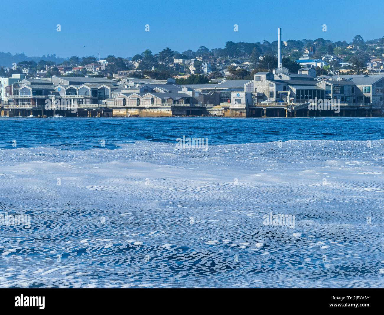Marine pollution, Squid foam released by squid fishing boats, Monterey Bay, Monterey Bay National Marine Reserve, Pacific Ocean, California Stock Photo