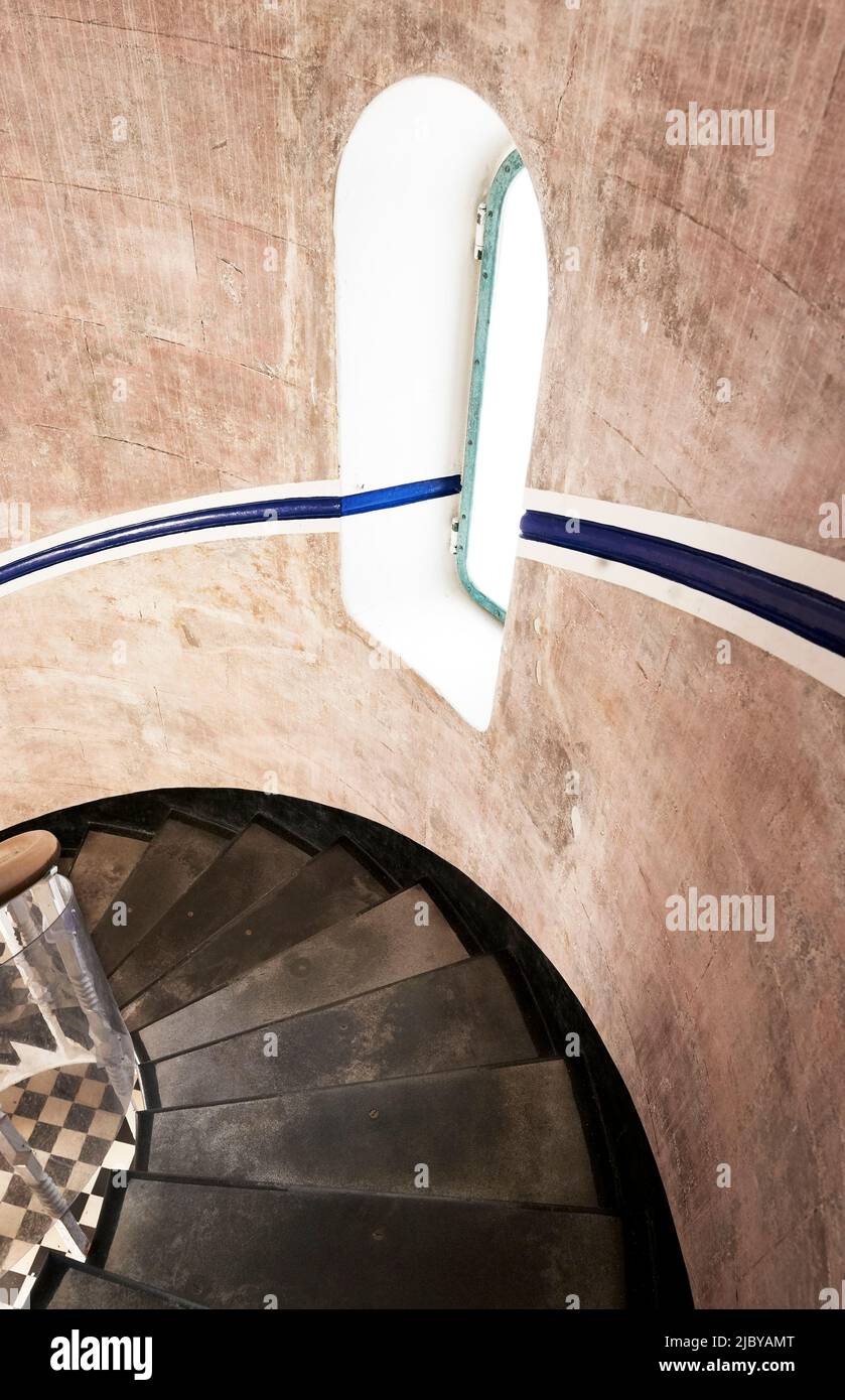 Looking down spiral stairwell at the Byron Bay Lighthouse Stock Photo