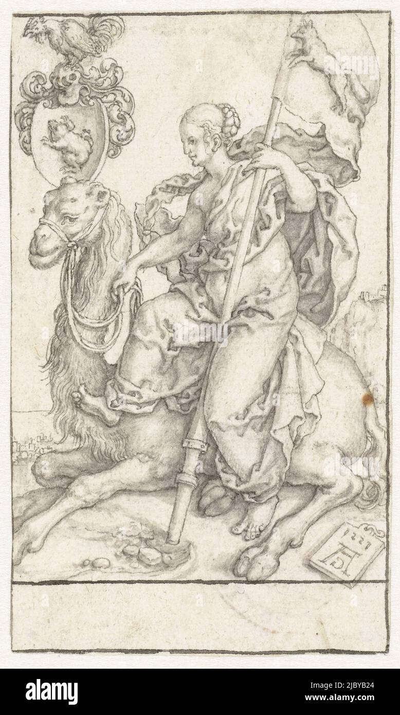 Unchastity, Heinrich Aldegrever, 1551, Design for a print., draughtsman: Heinrich Aldegrever, 1551, paper, pen, brush, h 104 mm × w 62 mm Stock Photo