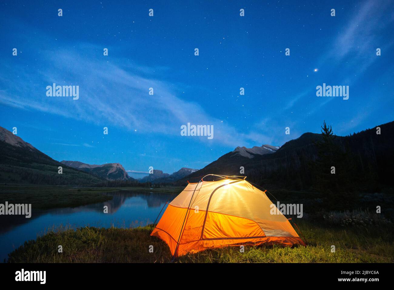Camping under the stars in Jackson Wyoming Stock Photo Alamy