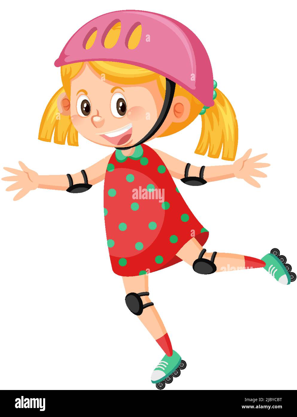 Cute girl on inline skates illustration Stock Vector Image & Art Alamy
