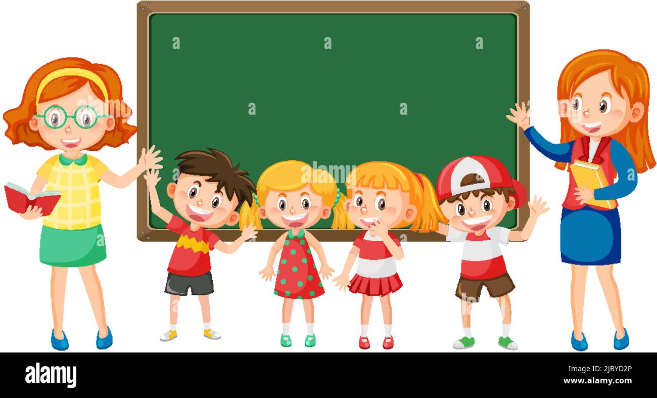 A blank board with children cartoon character illustration Stock Vector ...