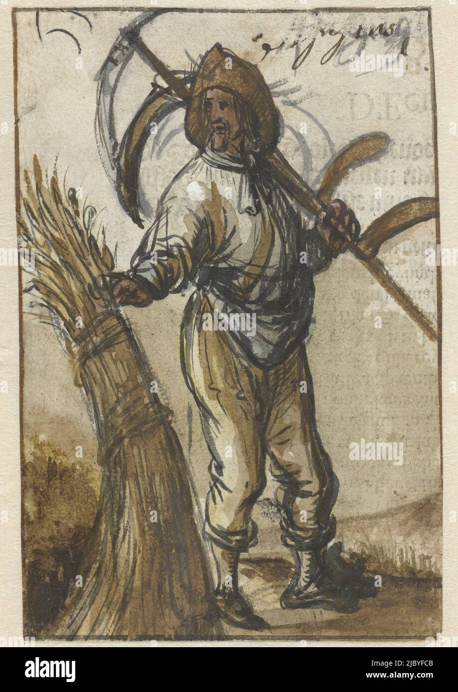 August, anonymous, 1600 - 1699, draughtsman: anonymous, 1600 - 1699, paper, brush, h 141 mm × w 94 mm Stock Photo