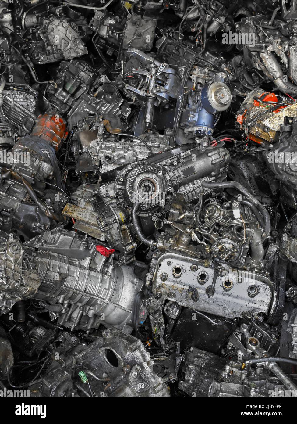 Car engines for recycling Stock Photo Alamy