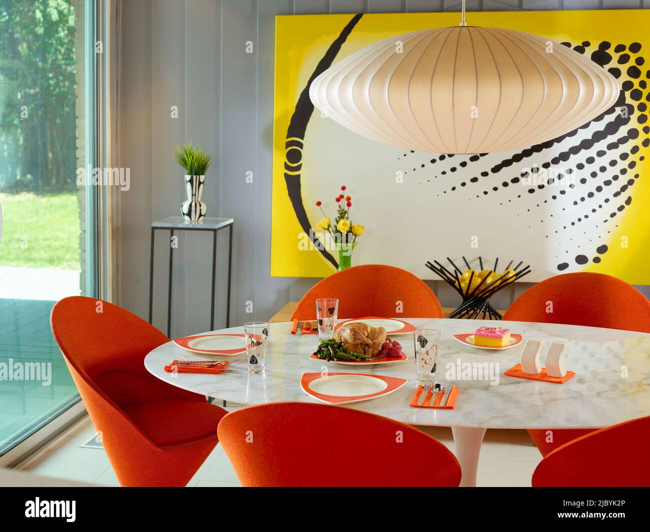 Vintage dining room set up table. Dallas, TX Stock Photo Alamy