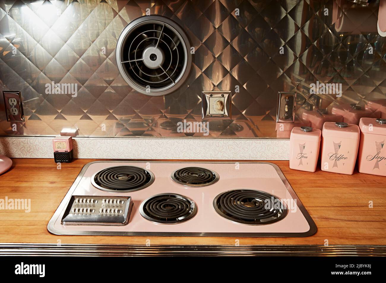 Vintage stovetop in a retro style kitchen Stock Photo Alamy
