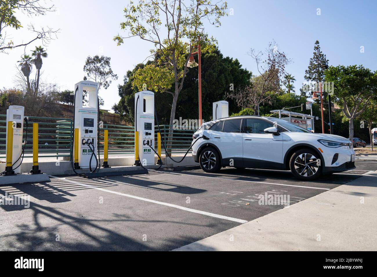 Electric vehicle charging stations in San Diego, California June 8