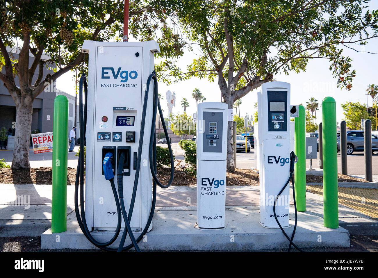 Electric vehicle charging stations in San Diego, California June 8