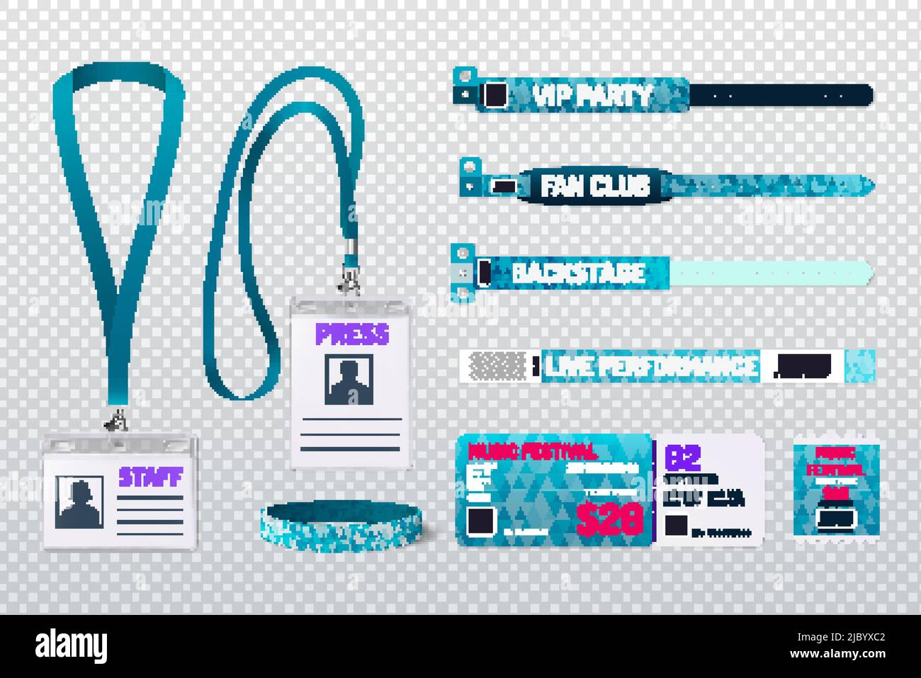 Party passes festival tickets staff press id cards club members