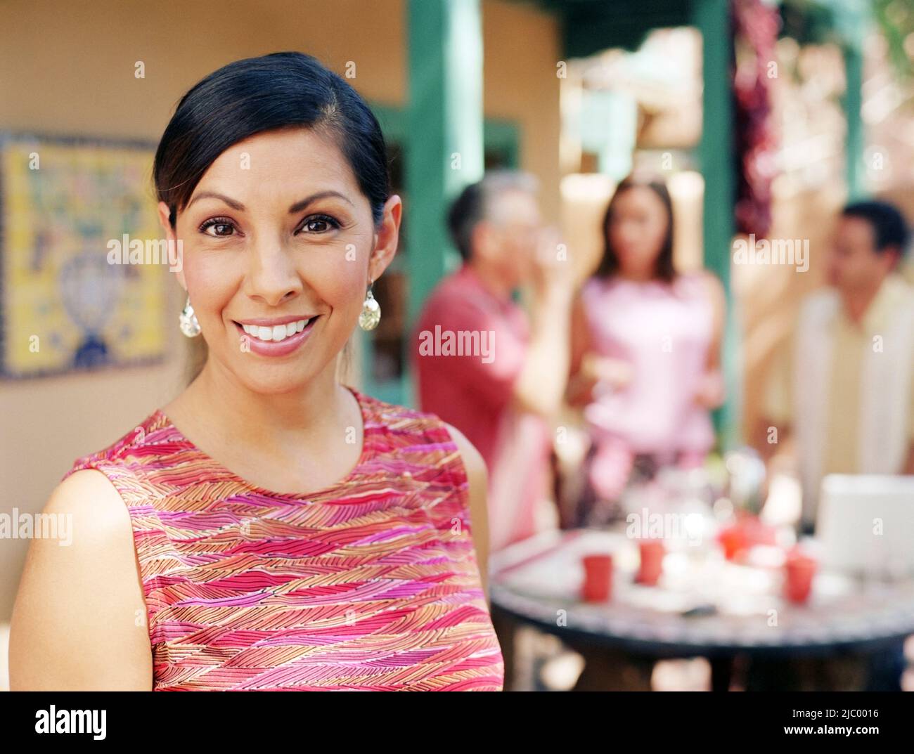 Happy delighted family standing table hi res stock photography and