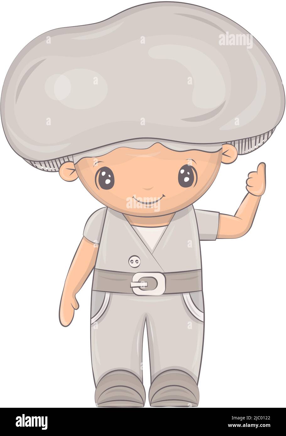 Cute cartoon illustration of mushroom character. Vector illustration of a cute character. Cute little illustration for kids, fairy tales, covers, baby Stock Vector