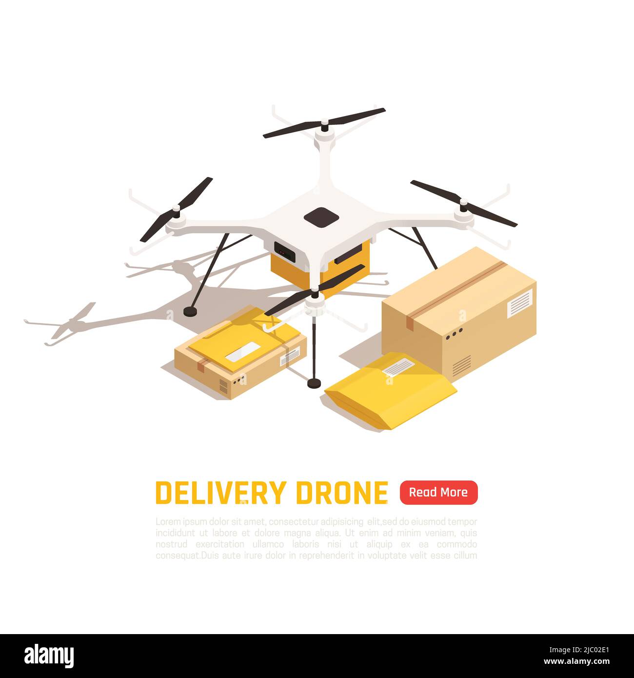 Drones quadrocopters isometric background with images of quadcopter ...