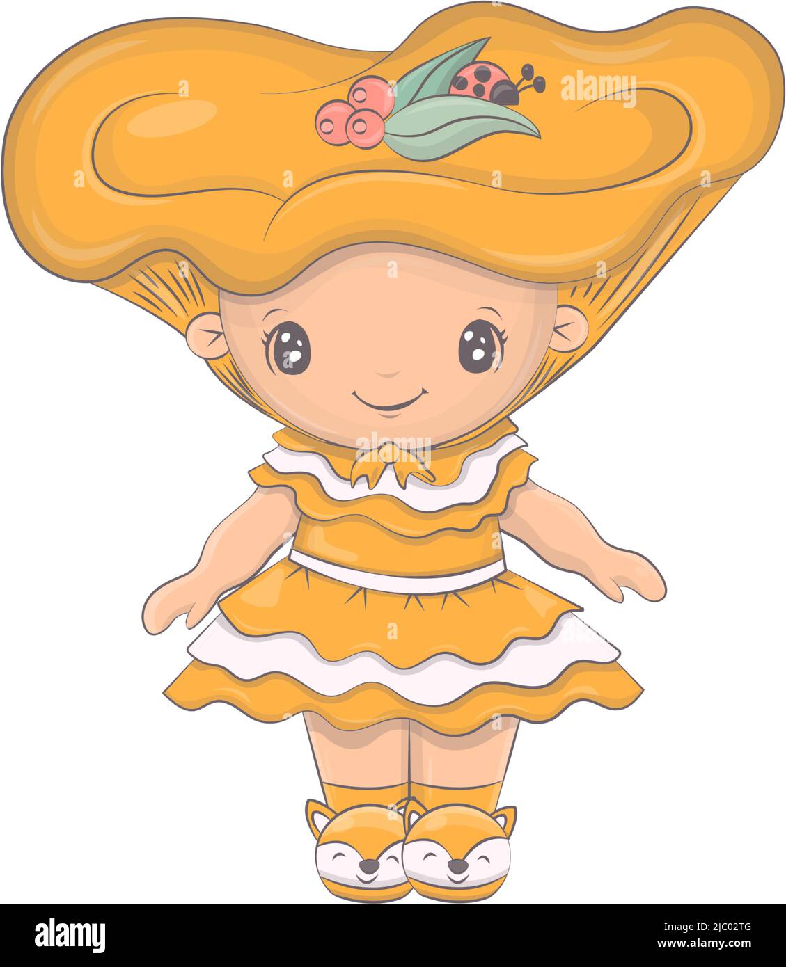 Cute cartoon illustration of mushroom character. Vector illustration of a cute character. Cute little illustration for kids, fairy tales, covers, baby Stock Vector