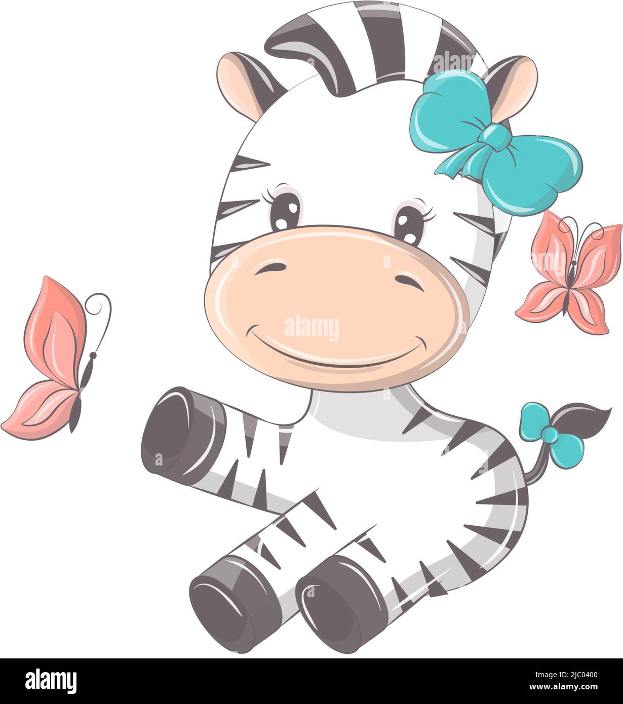 Zebra illustration isolated on white background, cute animal in cartoon ...