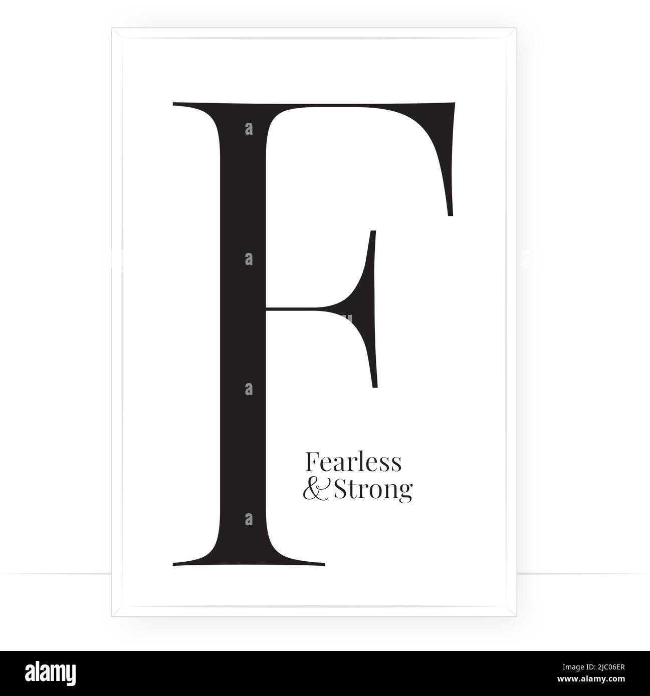 F letter art design. Fearless and strong, vector. Scandinavian minimalist typographic poster design. Black and white wall art design. Stock Vector