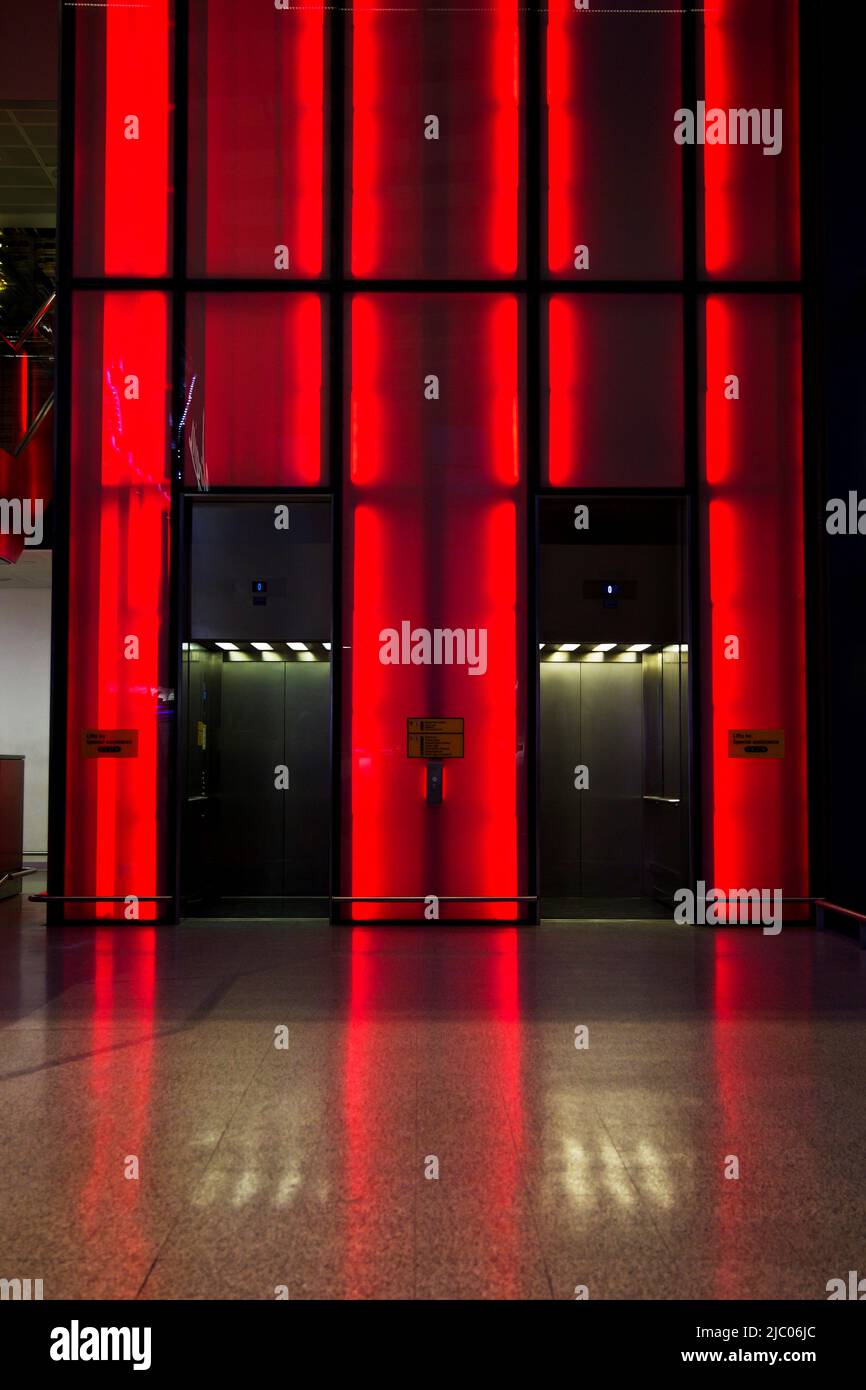 Elevator at an airport, Heathrow Airport, London, England Stock Photo