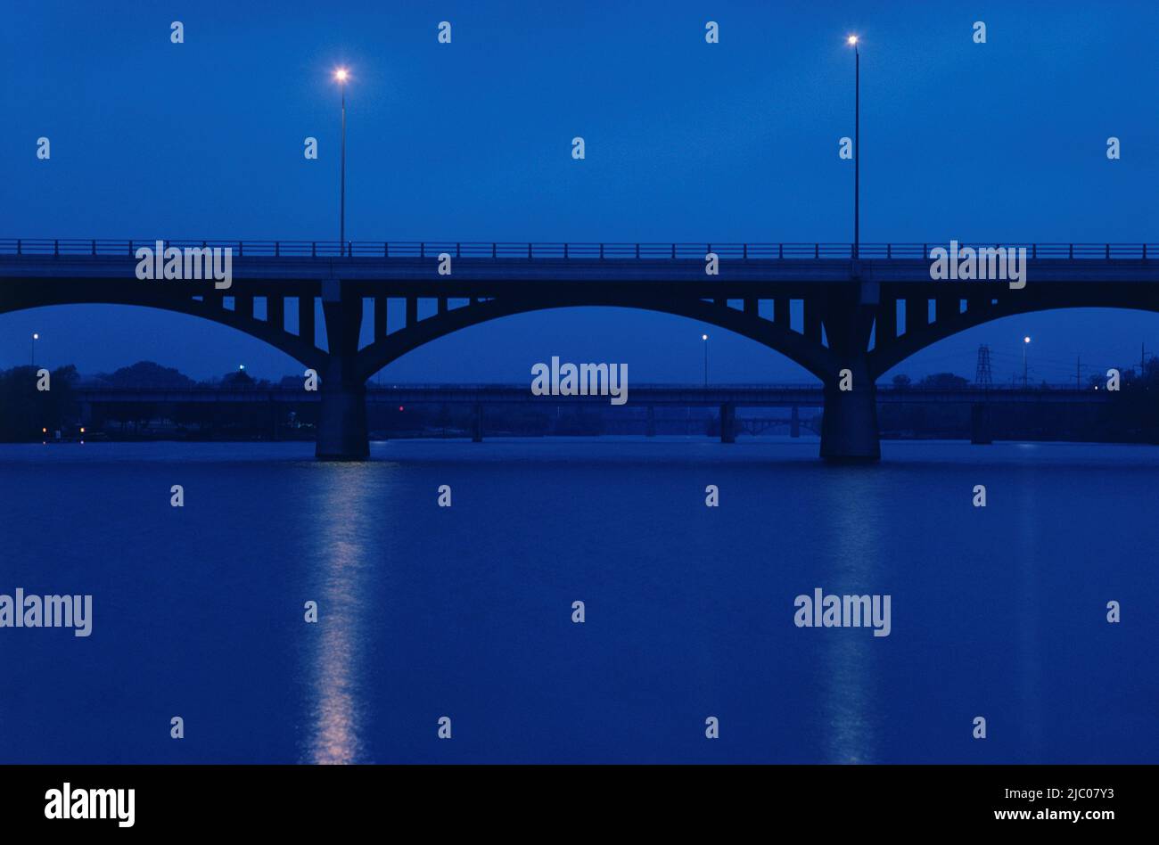 Bridge over Lady Bird Lake at night, Austin, Texas, USA Stock Photo Alamy