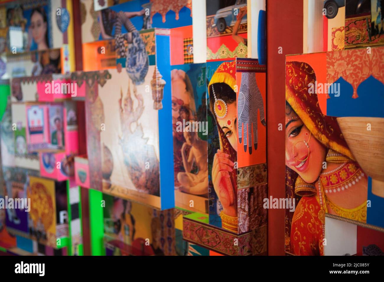 Collection of paper boxes decorated with Asian influenced illustrations ...