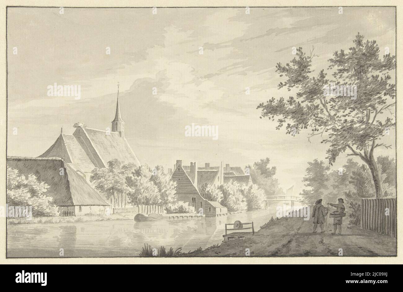 The village Miller Earl, draughtsman: Theodorus Cornelis Schutter, 1756, paper, pen, brush, h 128 mm × w 203 mm Stock Photo