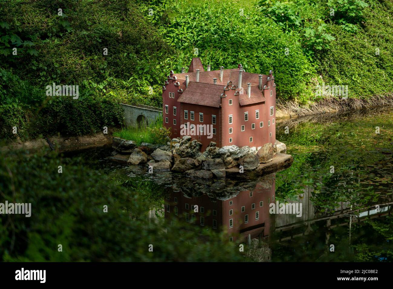 Marianske Lazne, Czech Republic - May 30, 2022: Boheminium Miniature Park - Miniature of the Červená Lhota Château - Stock Image