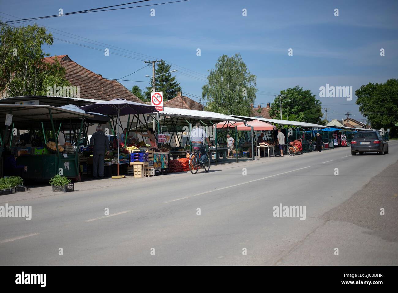 Temerin, Serbia, Jun 1, 2022: View of a marketplace Stock Photo