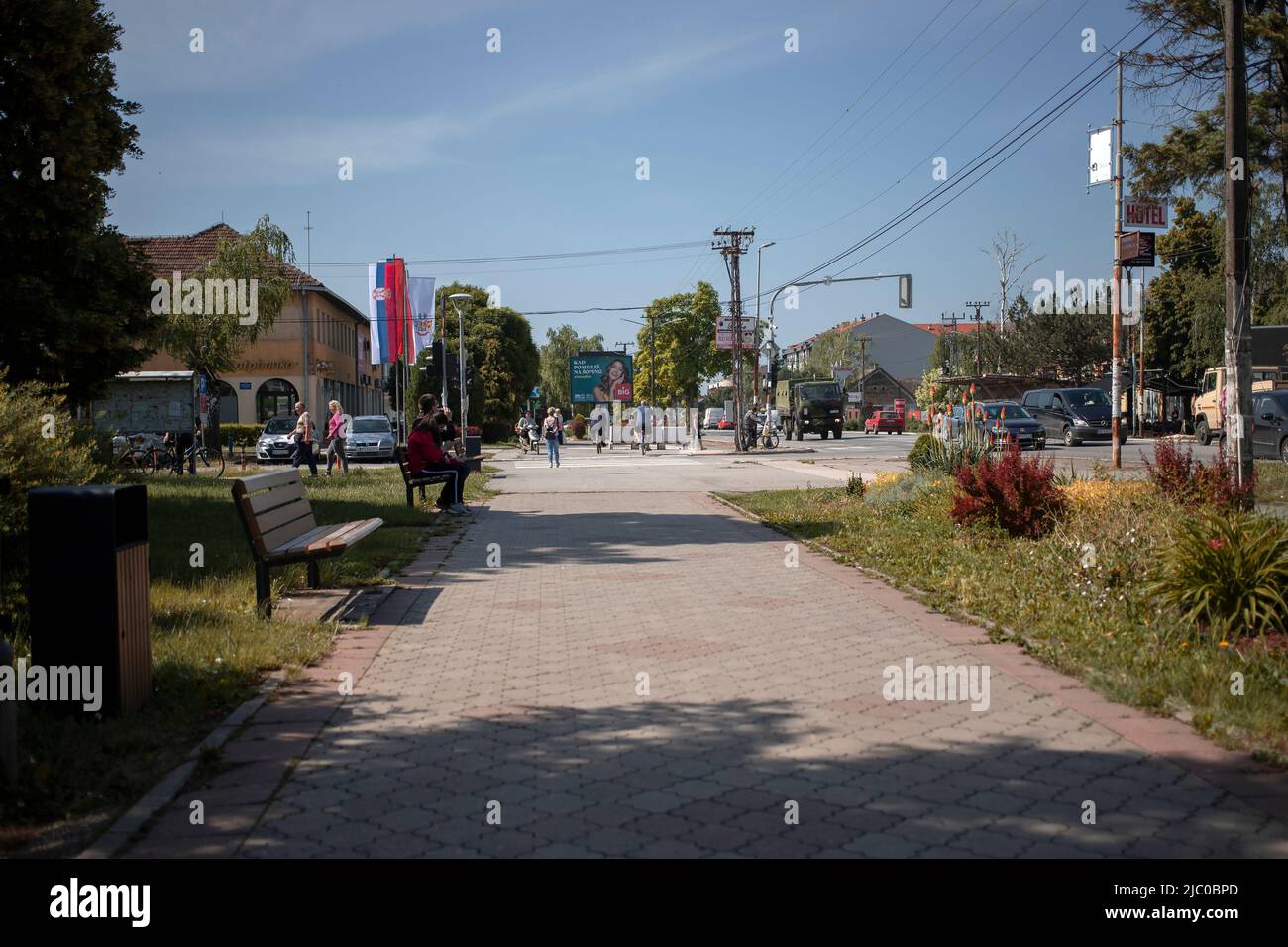 Temerin, Serbia, Jun 1, 2022: View of main street Stock Photo