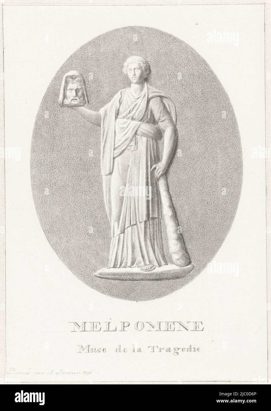 Melpomene, muse of tragedy, Melpomene, draughtsman: Alexander Liernur, 1796, paper, h 241 mm × w 168 mm Stock Photo