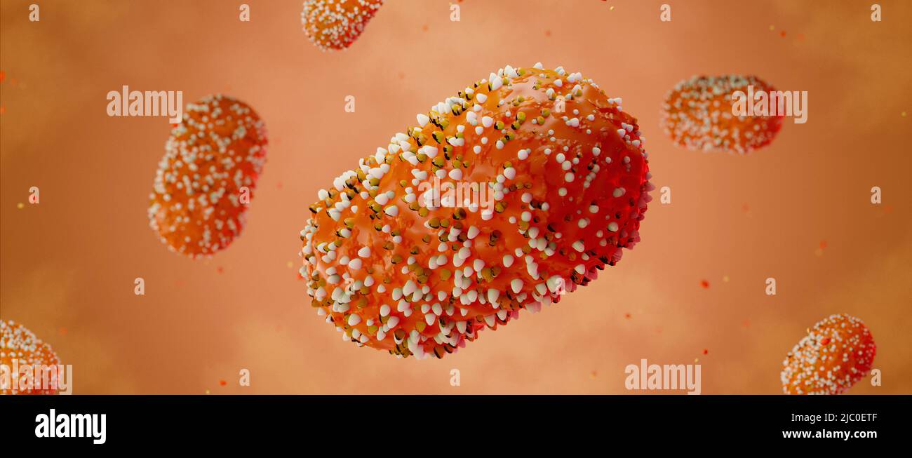 Monkeypox virus, infectious zoonotic disease 3D Render Stock Photo