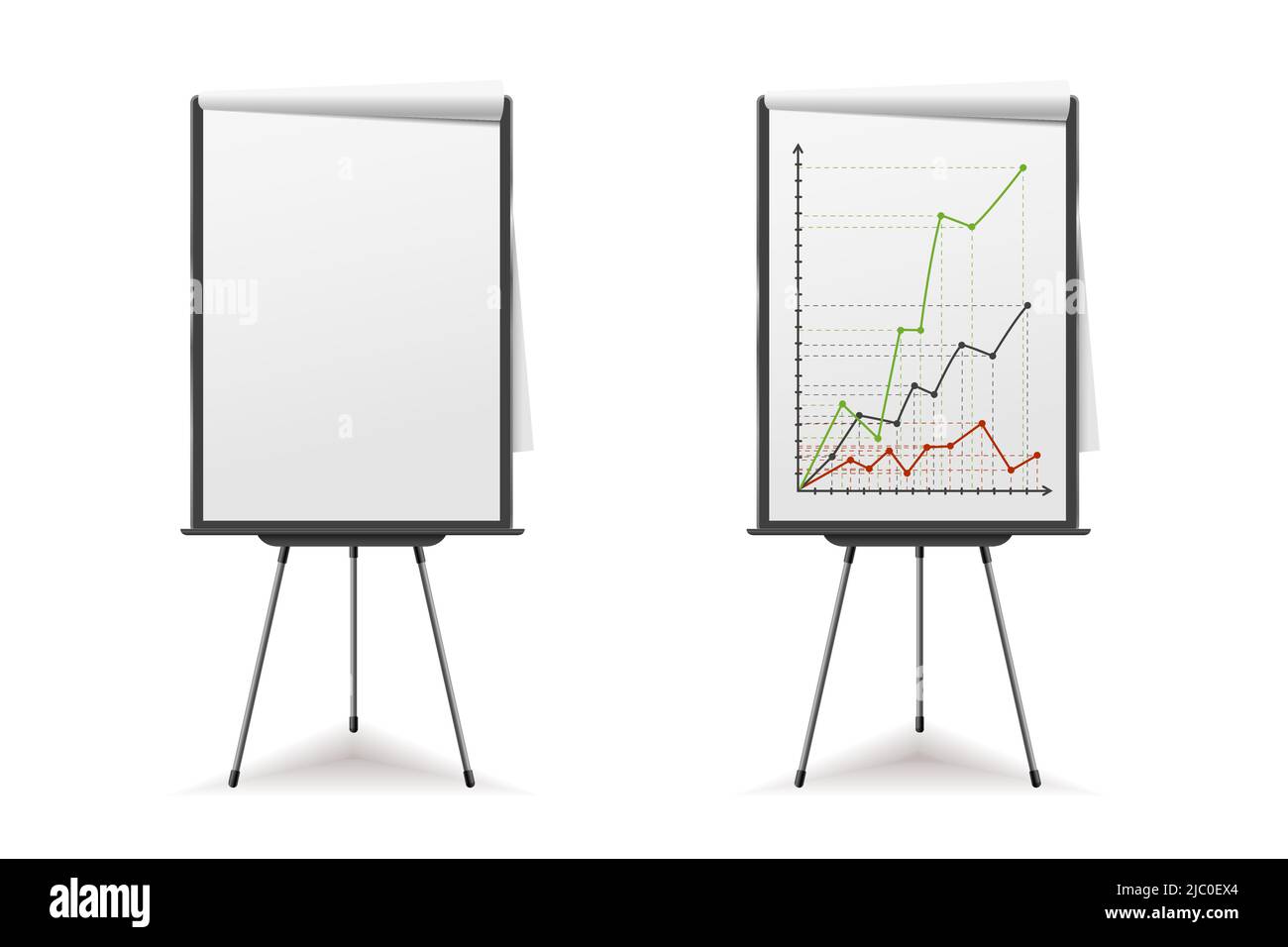 Flip Chart Vector Office Whiteboard For Business Training Isolated