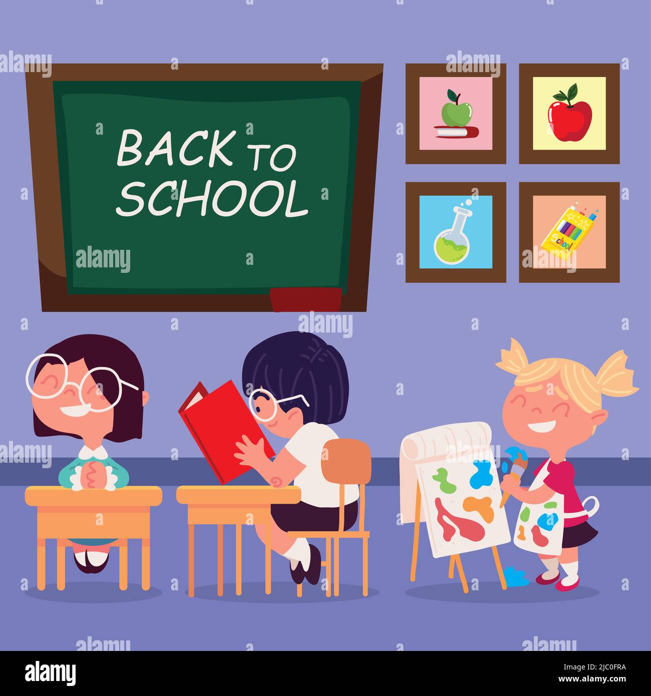 back-to-school-students-study-stock-vector-image-art-alamy
