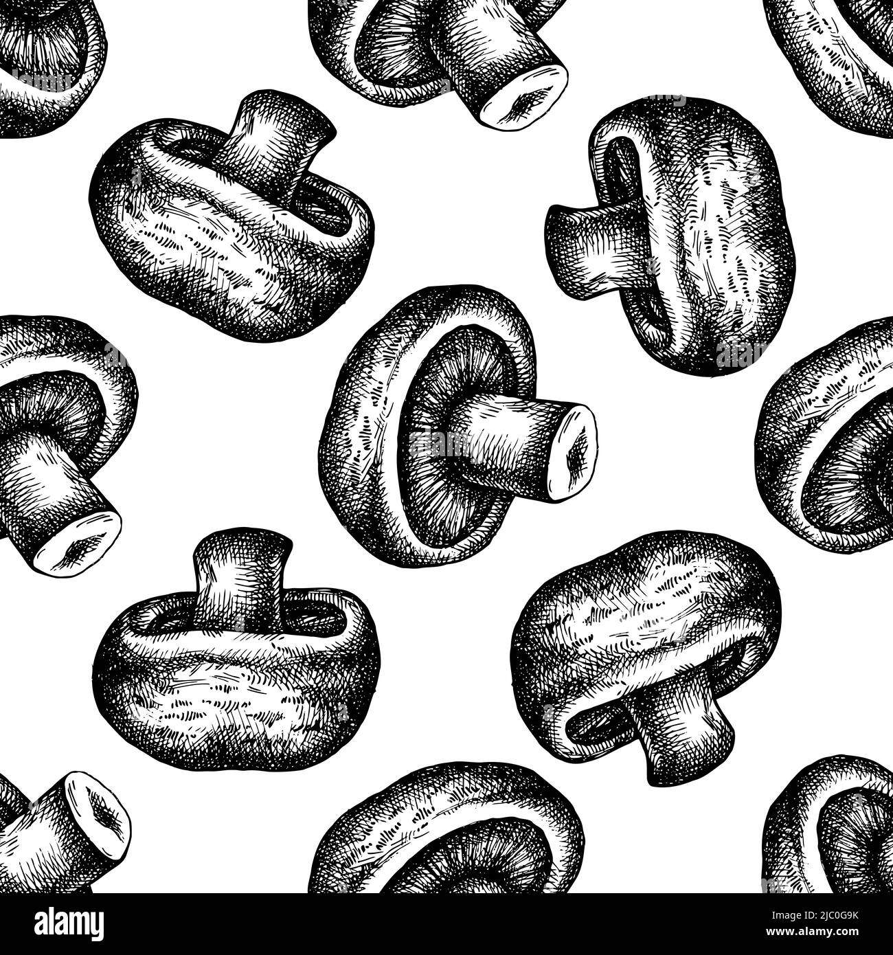 Seamless pattern with black and white portobello Stock Vector Image