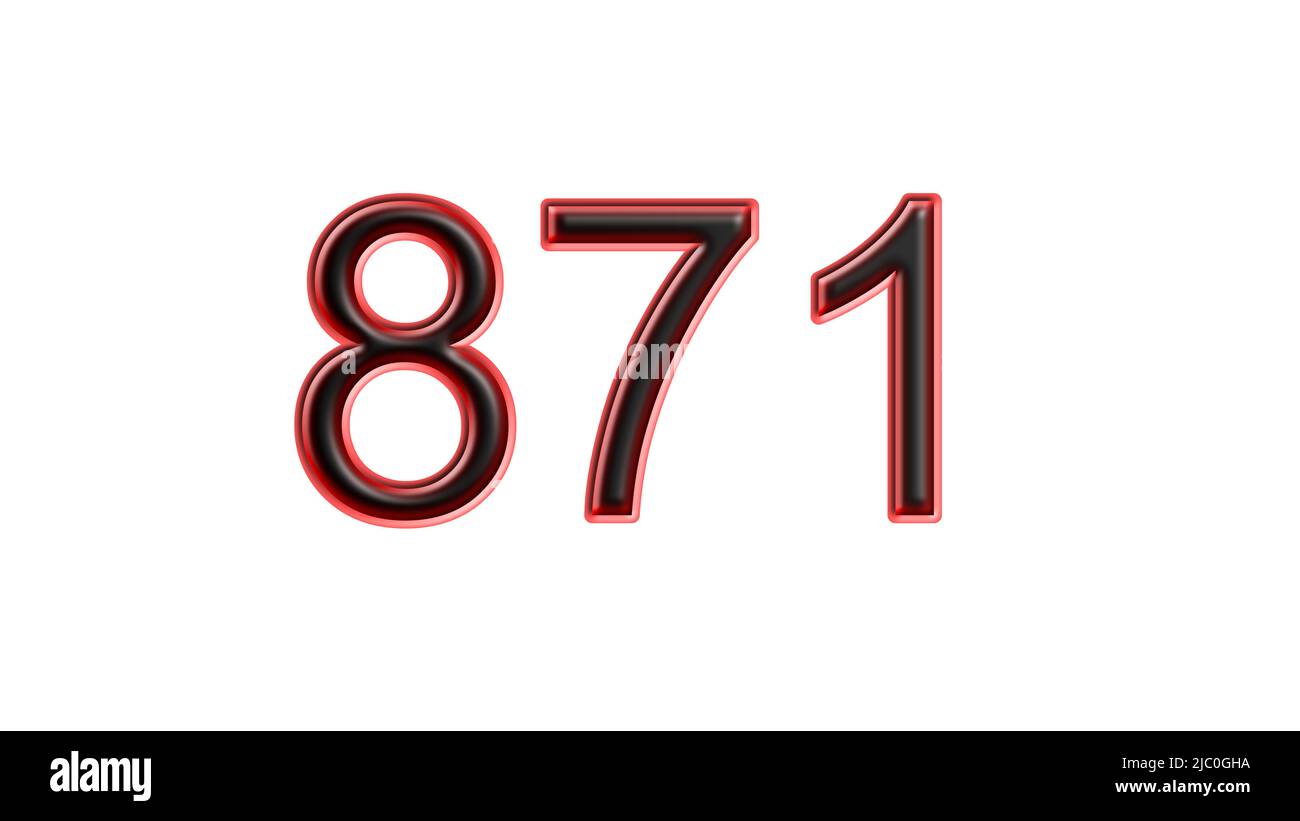 red 871 number 3d effect white background Stock Photo - Alamy